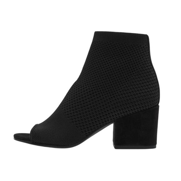 Eileen Fisher Womens Croft Bootie US 10 EU 40.5 Black Stretch Knit Open-Toe NWOB - Picture 1 of 12